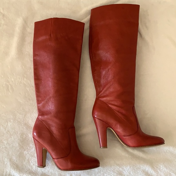 Aldo Shoes - ALDO burnt red leather knee high heeled boots 36